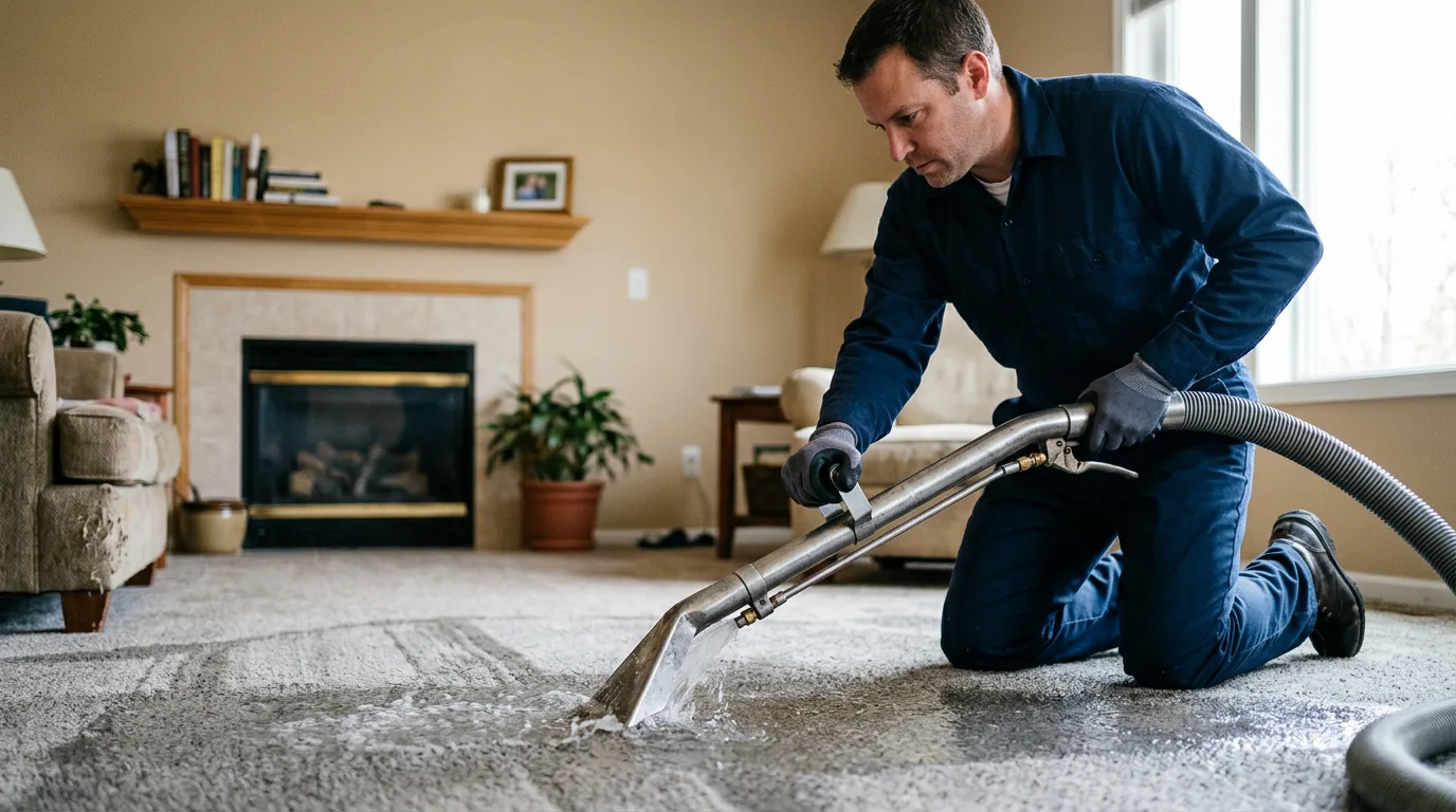 Water damage restoration technician working near La Porte City, IA